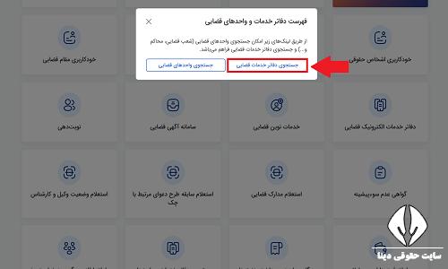 لیست دفتر خدمات الکترونیک قضایی ثنا
